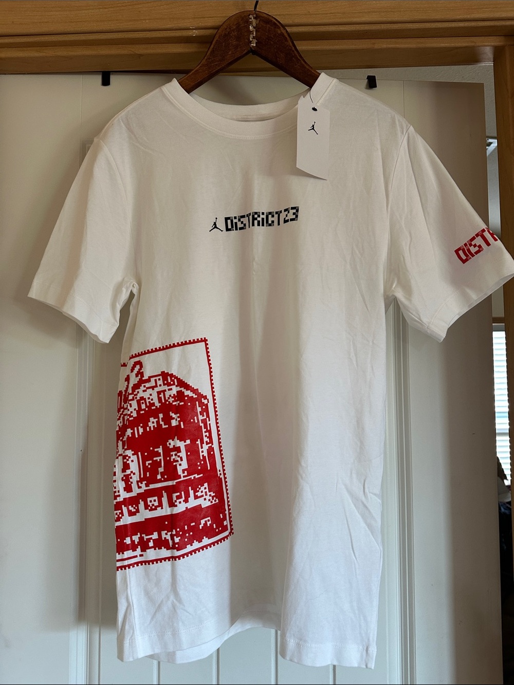 Jordan White Short Sleeve Tee with Red Graphic
